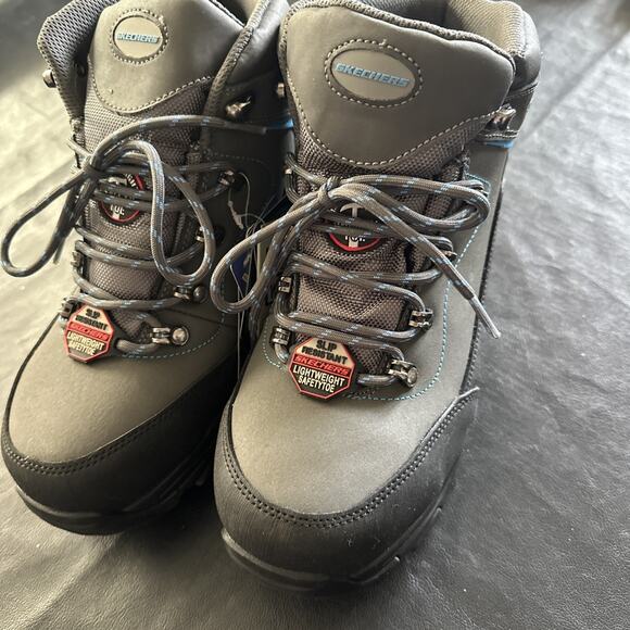 Skechers Work D’Lite - Amasa Women’s 10 W Wide Alloy Toe Boot Gray Blue 475 main image 13
